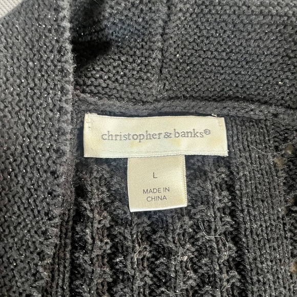 CHRISTOPHER & BANKS, BLACK Cardigan Sweater Woman’s Size Large - Picture 2 of 4